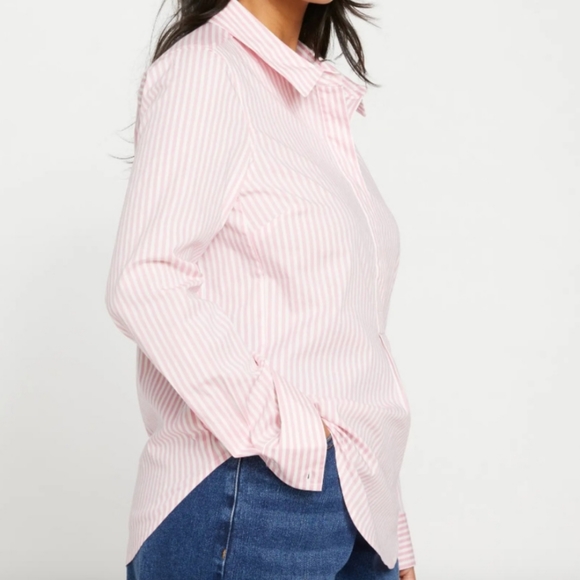 Universal Standard Tops - Universal Standard Elbe Stretch Poplin Shirt Classic Fit Button Down Stripe NWT